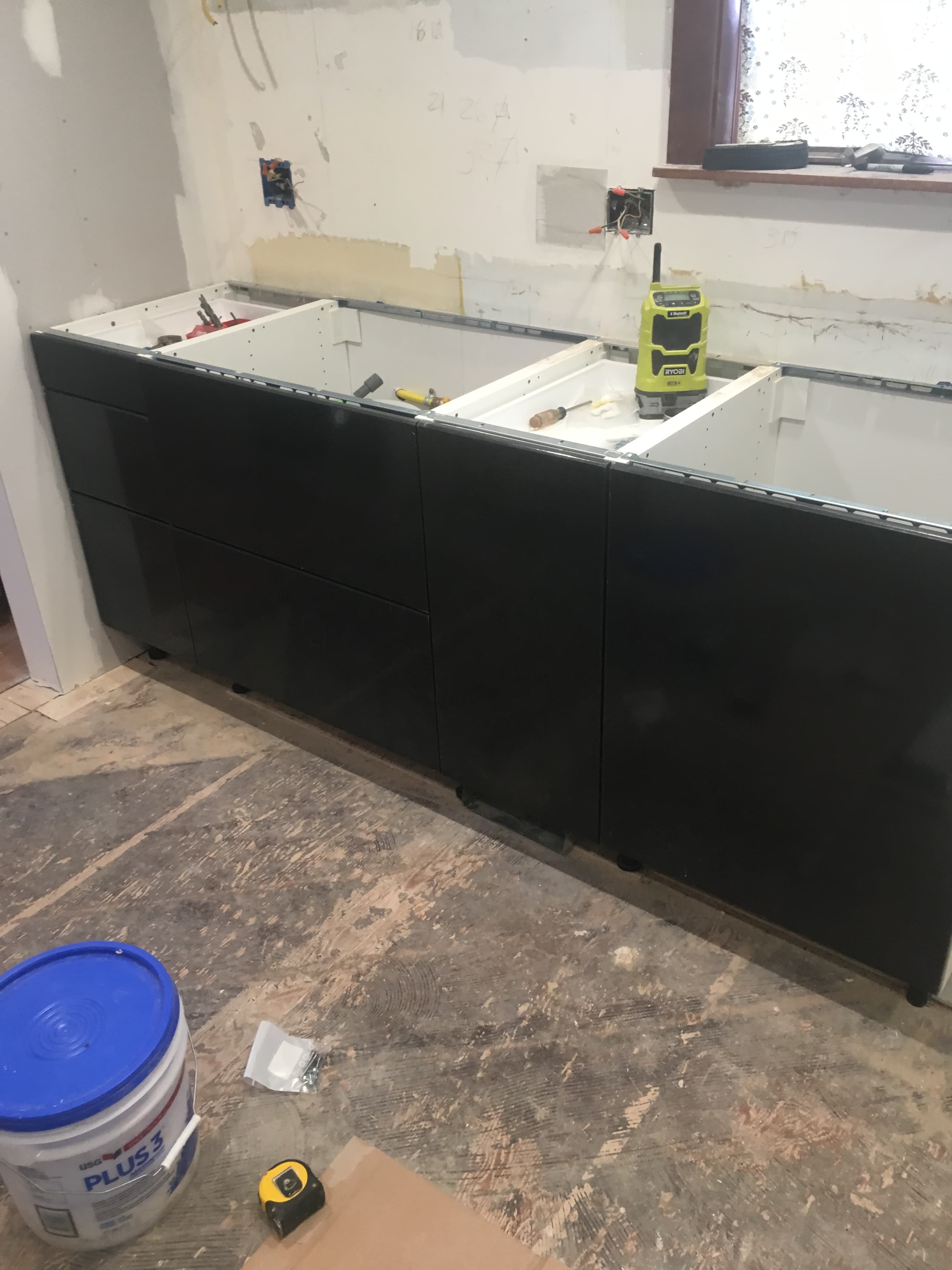 kitchen installation in progress, view 2