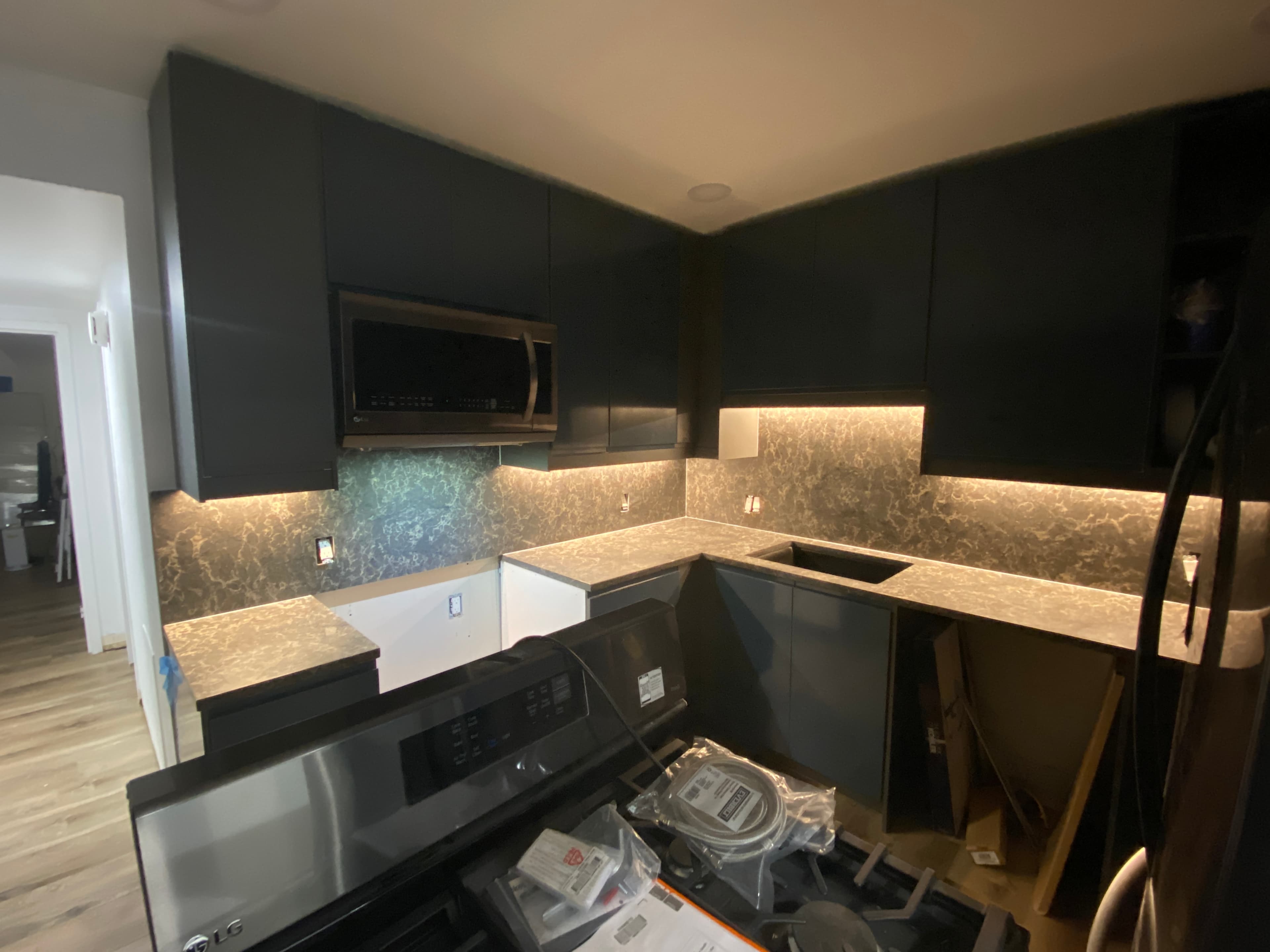 kitchen installation in progress, view 12